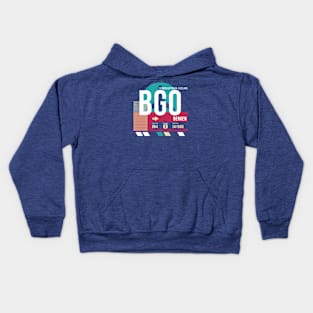 Bergen, Norway (BGO) Airport Code Baggage Tag E Kids Hoodie